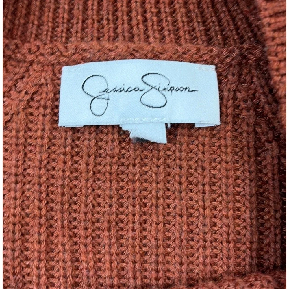 Jessica Simpson Women's Chunky Knit Sweater Rust Orange‎ Long Sleeve Pullover XL